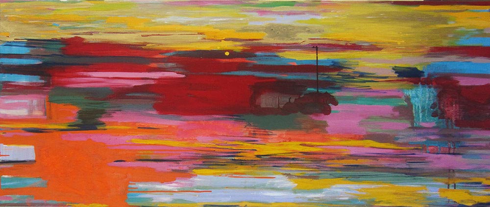 2016 Coulures (pigments sur toile 70x163cm)