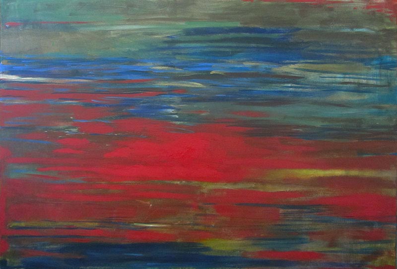 2017 Coulures (pigments sur toile 74x110cm) 